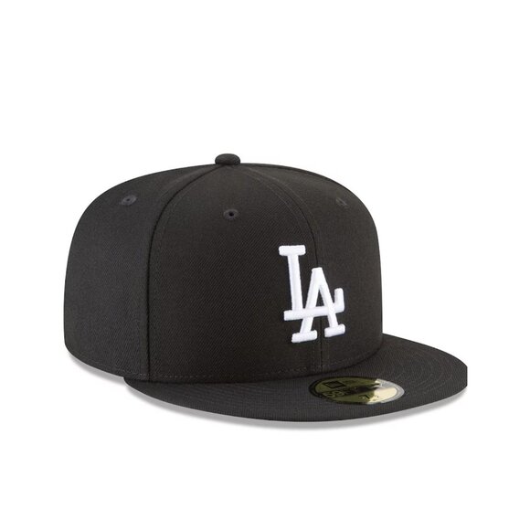 New Era 59Fifty Los Angeles Dodgers Fitted Hat, Size 7 1/2- Black/White MLB Cap - Picture 3 of 7